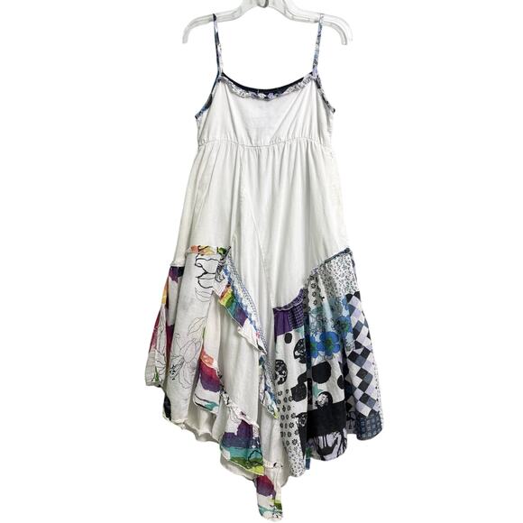 Etc. Boho Hippie Patchwork Multicolor Cotton Knit Sleeveless Midi Dress Size M - Picture 2 of 10
